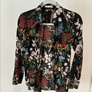 Alice + Olivia Black Floral Blouse